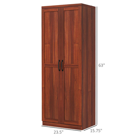 HOMCOM 63" 2-Door Kitchen Pantry, Freestanding Storage Cabinet with 5-Tier Shelving and 2 Adjustable Shelves for Dining Room, Tan HOMCOM