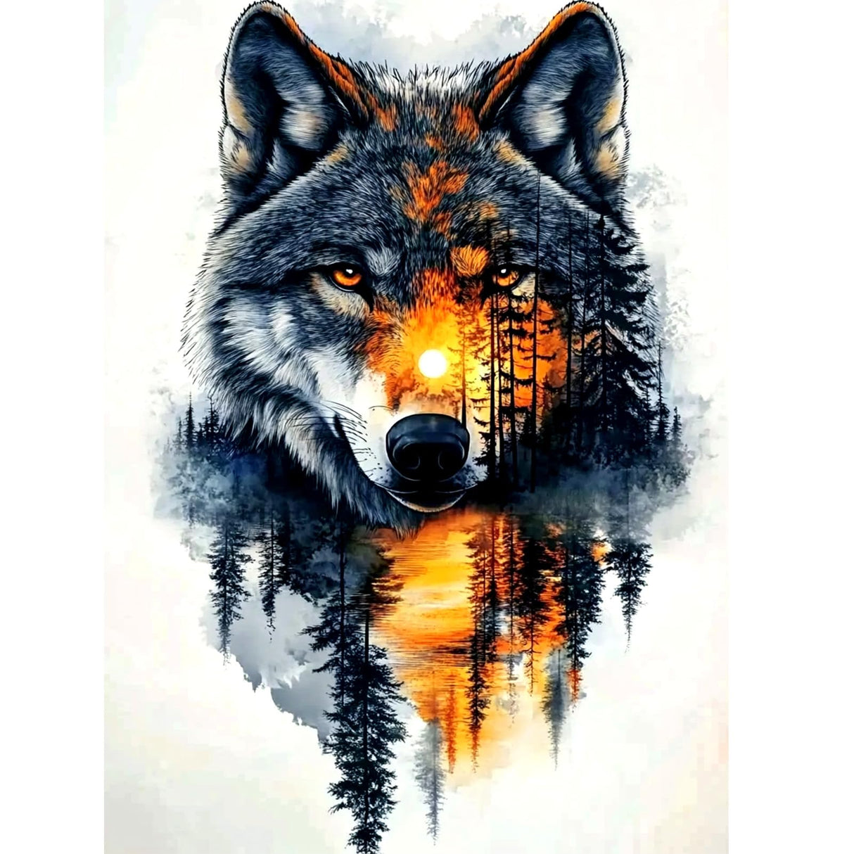 TOSTOG Wolf Diamond Art Kits for Adults, Wolf Head Forest Diamond Paintings for Adults, Full Drill Diamond Art Kits, 5D Diamond Paintings Kit Gem Painting Wall Decor and Gift 12 * 16 Inch. TOSTOG