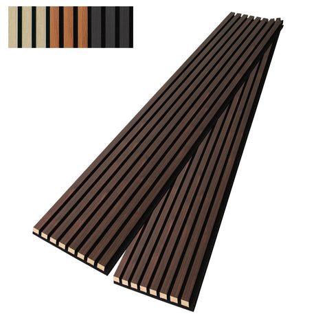 Art3dwallpanels Wood Slat Wall Panel, 108'' x 13'' Wood Panels for Wall 2 Pack 3D Soundproof Wall Panels, Large Acoustic Panels for Interior Ceiling and Wall Decor Noise Reduction,Walnut Art3dwallpanels