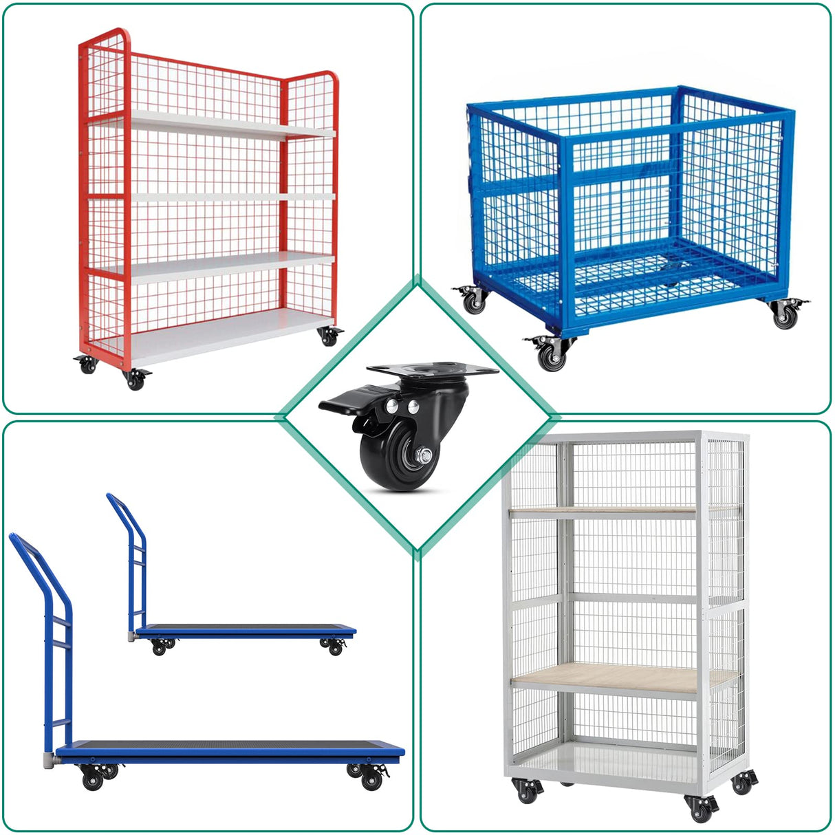 PRITEK 2 inch Caster Wheels, Heavy Duty Casters No Noise No Marking Lockable 360 Degree Swivel Casters for Furniture Cart Cabinet Bench Ottoman (650lbs/4pcs, Screws,Washers & Screwdriver Included) PRITEK