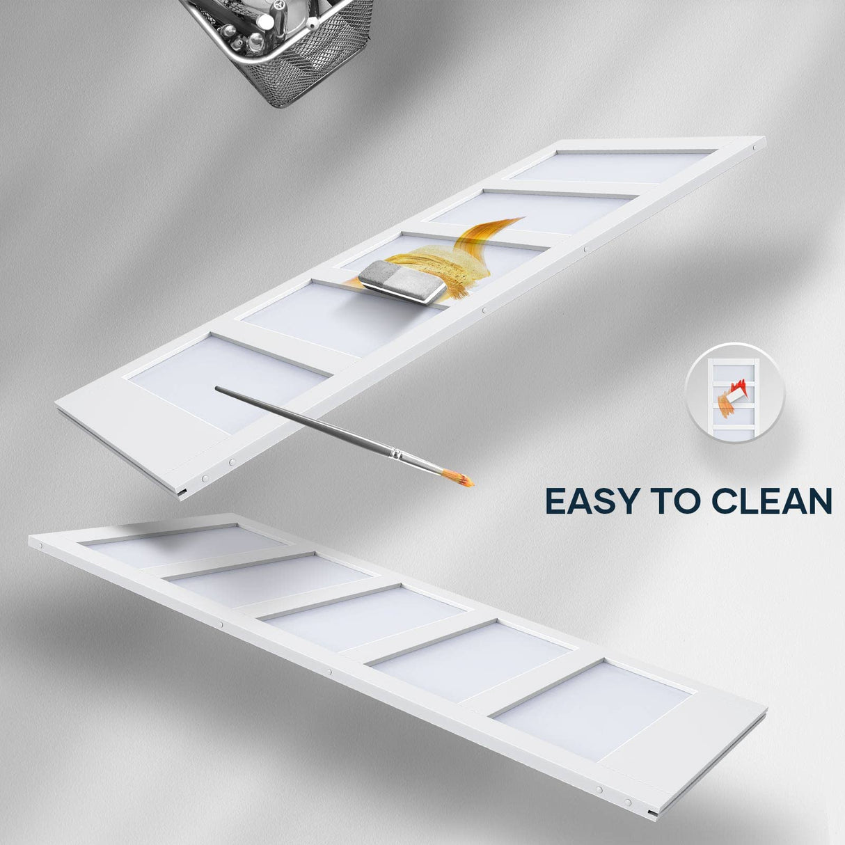 EaseLife 38in x 84in Glass Barn Door with 6.6FT Sliding Door Hardware Kit Included & Handle,Solid LVL Wood Covered with Water-Proof & Scratch-Resistant PVC Surface,DIY Assembly,5-Panel Glass,White EaseLife