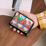 C'eitura 2PCS Tree House Gnome Diamond Art Painting Card Holder & Change Purse Set, Enchanted Forest RFID Blocking Wallet, Fairy Tale Compact Organizer with Zipper for Gnome Lovers C'eitura