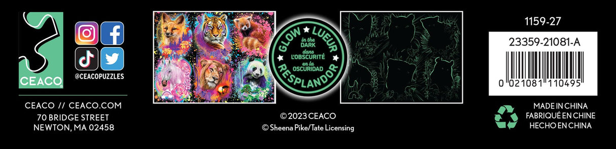 Ceaco - Glow in The Dark - Glowrious Animals Glow - 750 Piece Jigsaw Puzzle Ceaco