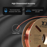 XZN Silk PLA Filament 1.75mm, Clog-Free, Metal-Like Shiny 3D Printer Filament 1kg Spool (2.2lbs), Neatly Wound, +/- 0.02mm Precision, Vacuum Packaging, Fit Most FDM Printer, Metallic Copper XZN