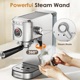 Spacekey Espresso Machine 20 Bar, Professional 1350W Espresso Maker with Milk Frother, Compact Stainless Steel Cappuccino & Latte & Americano Maker with 39oz Removable Water Tank, Silver Spacekey