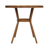 Flash Furniture Lourdes Indoor/Outdoor Commercial French Bistro Table, PE, Glass Top, Bamboo Print Aluminum, 31.5" Round, Black & White Rattan/Natural Frame Flash Furniture