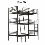 LUMISOL Twin Size Triple Bunk Beds, Heavy Duty Metal Triple Bunk Bed Frame with Ladder for Share Bedrooms, Detachable Bunk Beds, Can be Divided into 3 Beds, Black LUMISOL