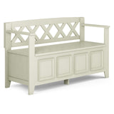 Amherst Solid Wood 48-Inch Entryway Storage Bench in Antique White SIMPLIHOME