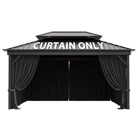 12'x14' Gazebo Curtains Outdoor Waterproof with Hanging Rings, 4-Panel Double Zipper Sidewalls Universal Replacement Privacy Curtain, Outdoor Gazebo Curtains for Patio, Backyard(Curtains Only) Snubbull