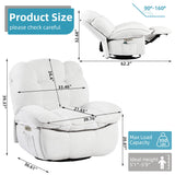 DYHOME Rocking Recliner Chair, Massage Rocker Recliner Chair with Vibration Massage and Heat, White Swivel Chairs, Soft Fabric Single Reclining Sofa for Living Room Bedroom, with USB Port DYHOME
