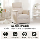 Small Recliners for Small Spaces, Adjustable Electric Recliner Chairs for Adults, Ultra-Comfy Chenille Power Recliner Chair w/Side Pockets & Remote for Nursery, Living Room, Bedroom (Beige) MWrouqfur