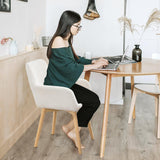 YEEFY Mid Century Modern Dining Chairs Set of 2 & 4 & 6 Comfy Accent Chair Upholstered Kitchen Dining Living Room Chairs for Bedrooms Waiting Room Home Arm Desk Chair No Wheels (Wool White, 2) YEEFY