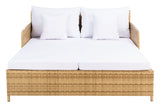 SAFAVIEH Outdoor Collection Cadeo Natural/White Cushion Daybed PAT7500D SAFAVIEH