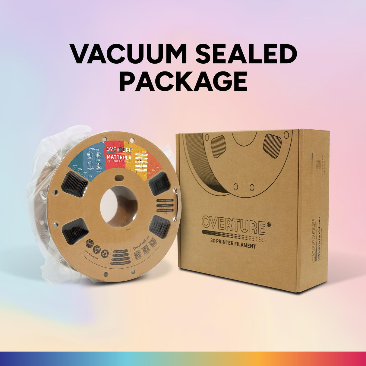 OVERTURE PLA Carbon Fiber 3D Printer Filament 1.75mm, PLA 1kg Cardboard Spool (2.2lbs), Dimensional Accuracy +/- 0.02 mm (Carbon Fiber Black) OVERTURE