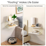 Filano Floating Nightstand White and Gold Wall Mounted Nightstand, Small Bedside Wall Shelves for Bedroom, Wood Floating Bed Side Table/Night Stand 2 Tiers Modern Decor Filano
