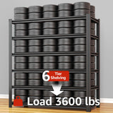 SYLOUGH 55.12" W Father&I 6-Shelf Industrial Adjustable Heavy-Dudy Tall Metal Steel Garage Storage Shelves Shelving Units/Rack System (Commercial) for Basement/Shop/Dorm, 84" H*55.12" W*24" D*, Black SYLOUGH