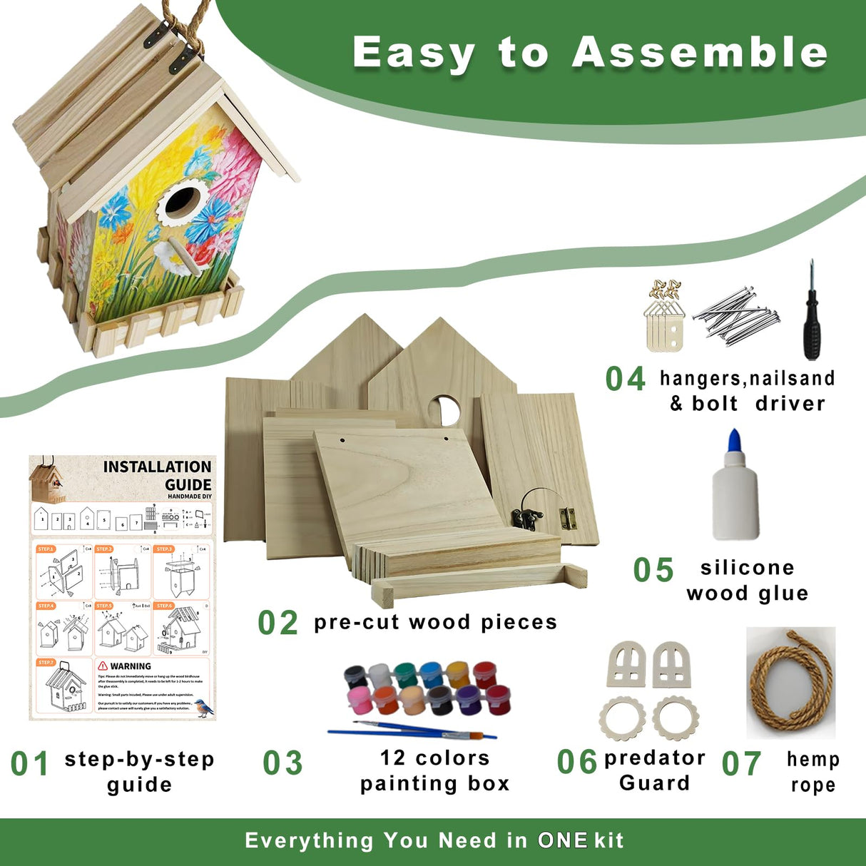 DIY Wooden Bird Houses for Outside with Paint Woodworking Craft for Kids and Adults Hanging Birdhouse for Garden Yard Decor Gifts URMYONLY