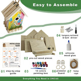 DIY Wooden Bird Houses for Outside with Paint Woodworking Craft for Kids and Adults Hanging Birdhouse for Garden Yard Decor Gifts URMYONLY