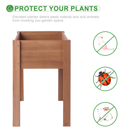 Raised Garden Bed with Legs, 40x20x31'', Solid Wood Elevated Planter Box for Outdoor Backyard Patio Wood-Natrl