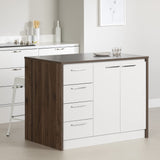 South Shore Myro Kitchen Island, Natural Walnut and White South Shore