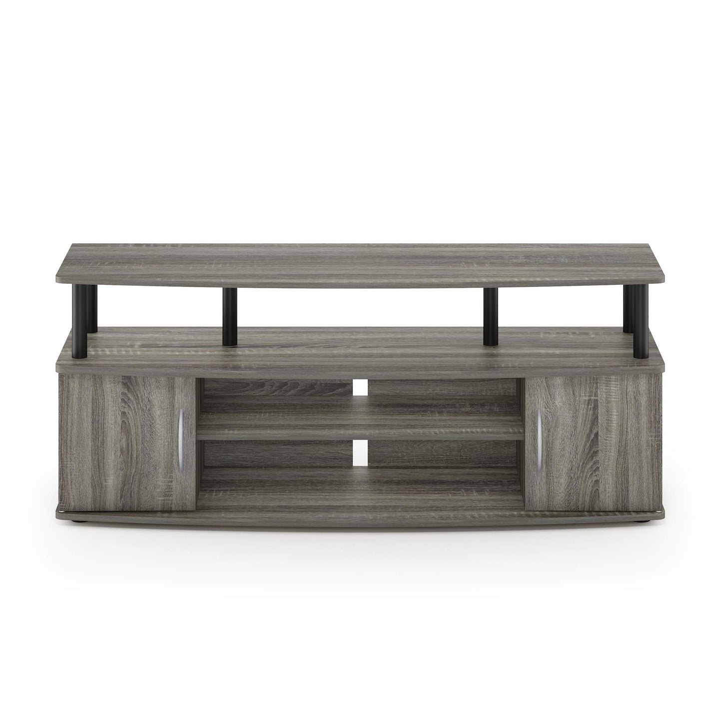 Furinno JAYA Large Entertainment Stand for TV Up to 55 Inch, French Oak Grey/Black - WoodArtSupply