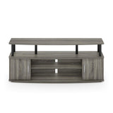 Furinno JAYA Large Entertainment Stand for TV Up to 55 Inch, French Oak Grey/Black Furinno