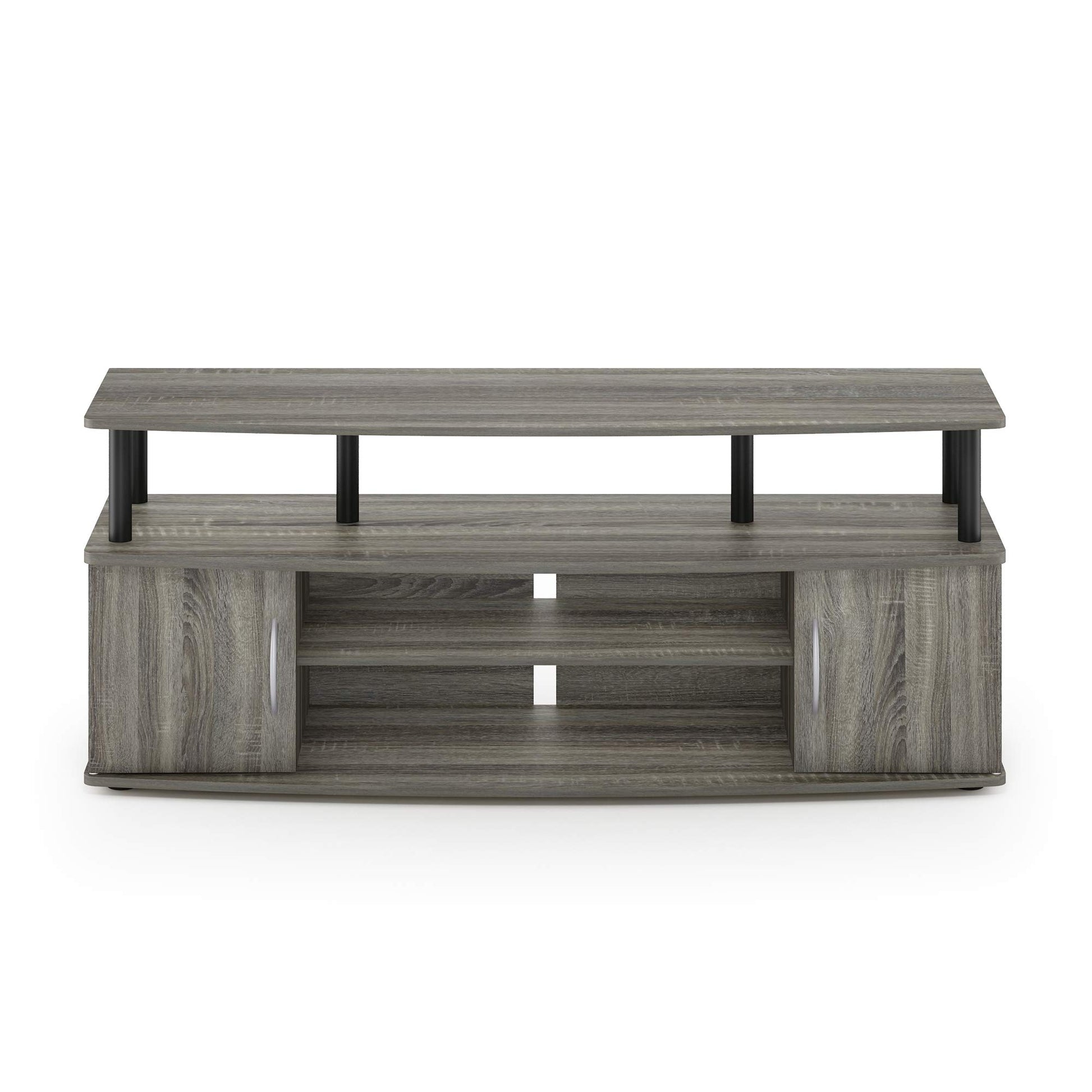 Furinno JAYA Large Entertainment Stand for TV Up to 55 Inch, French Oak Grey/Black - WoodArtSupply