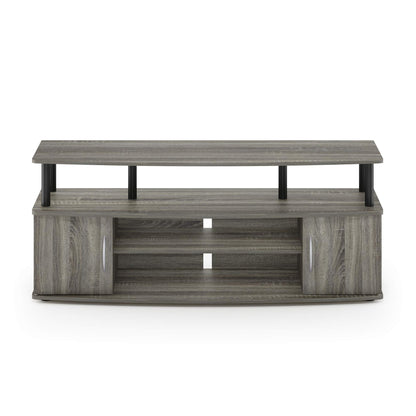 Furinno JAYA Large Entertainment Stand for TV Up to 55 Inch, French Oak Grey/Black - WoodArtSupply