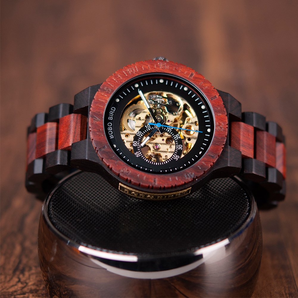 BOBO BIRD Mens Wooden Watches Luxury Mechanical Watch Lightweight Wood Band Timepieces for Men with Gift Box BOBO BIRD