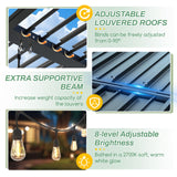 LVUYOYO Outdoor Louvered Pergola 10' x 10' with LED String Lights, Aluminum Pergola with Adjustable Roof, Waterproof Metal Gazebo for Patio, Backyard, Garden, Deck (10x10FT with Lights) LVUYOYO