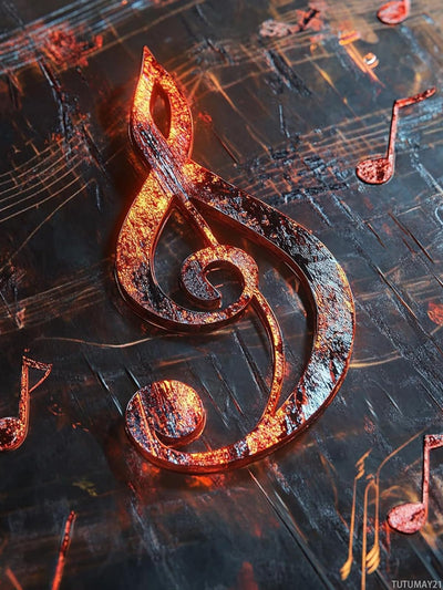 TUTUMAY21 Metallic Treble Clef Diamond Painting Kits, Music Full Round Drill Diamond Painting Kits 5D DIY Diamond Art Kits for Adults Women Home Decor 12x16 inch