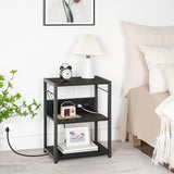 MAHANCRIS Industrial Printer Cart, 3-Tier Mobile Printer Stand, Rolling Cart with Power Outlets and USB Ports, Home Printer Stand with 2 Hooks, for Office, Living Room, Black PTHB40E01 MAHANCRIS