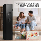 ANXINWEI Gun Safe, 2-3 Fingerprint Gun Cabinet with Anti-Theft Alarm, 180° Door Open Quick Access Biometric Rifle Safes for Home, Long Gun Safe Locker with Removable Shelf, Shotgun Safe with LED Light ANXINWEI