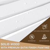 MUPATER Outdoor Rocking Chair Set 3-Piece Patio Wooden Rocker Bistro Set with Foldable Table and Curved Seat, White MUPATER