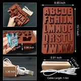 Voaesdk Big Letter Light Resin Molds,26 Cavities Alphabet LED Silicone Resin Mold with 1Pcs USB Powered Wooden Lighted Base Stand for DIY Table Crafts Party Wedding Desktop Lamp Home Decor Voaesdk