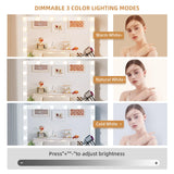 VOWNER White Makeup Vanity Desk with Lighted Mirror & Power Outlet, 3 Color Modes, Vanity Table with Drawer,Sliding Shelves for Bedroom VOWNER