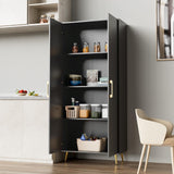 LYNSOM Tall Storage Cabinet, Freestanding Kitchen Pantry Cabinet with Adjustable Shelf and Doors, Floor Storage Accent for Kitchen, Dining Room (Black) LYNSOM