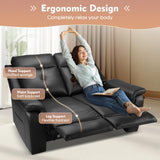 RIHEREFY PU Leather Reclining Loveseat with Heat and Massage, Double Loveseat Recliner with Side Pocket, Loveseat Recliner Sofa for Living Room, Home Theater, RV RIHEREFY