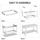 Coffee Table, 31.49'' Small Living Room Tables, 2-Tier Rustic Coffee Table for Living Room, Modern Farmhouse Style Rectangular Wood Table for Outdoors, Home Office, Bedroom, Apartment, White IDEALHOUSE