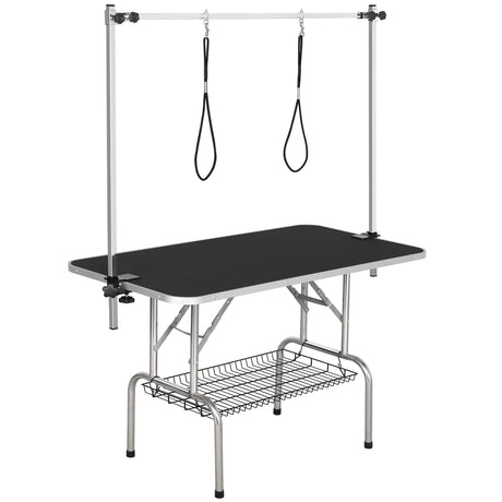 Yaheetech 45-inch Large Heavy Duty Pet Dog Grooming Table W/Adjustable Overhead Arm, Clamps, Two Grooming Noose, Tray Yaheetech