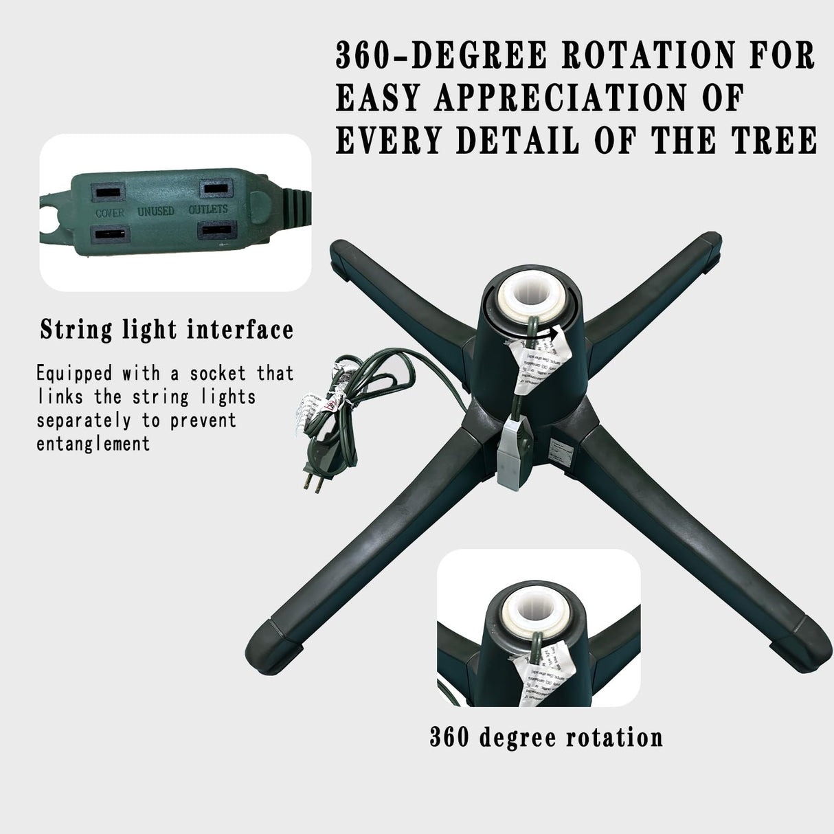 ETONART 360 Degree Rotating Christmas Tree Stand Can Support 7.5 Feet, 100 Lbs Artificial Christmas Tree is Suitable for Christmas Tree Support ETONART
