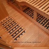 Smartmak Far Infrared Wood Sauna, 1 or 2 Person Home Canadian Hemlock Luxurious Wooden Traditional Indoor Corner Saunas, 2300 W Spa Room with Recliner, 8 Heating Element, Speaker, Lights, Oxygen Bar Smartmak