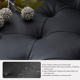 TYBOATLE 62" W Loveseat Sofa w/ 2 USB Charger Ports and 2 Cupholders, Mid-Century Modern Tufted Black Leather Small Love Seat Couches for Compact Living Room, Office, Bedroom, Apartment, Dorm TYBOATLE