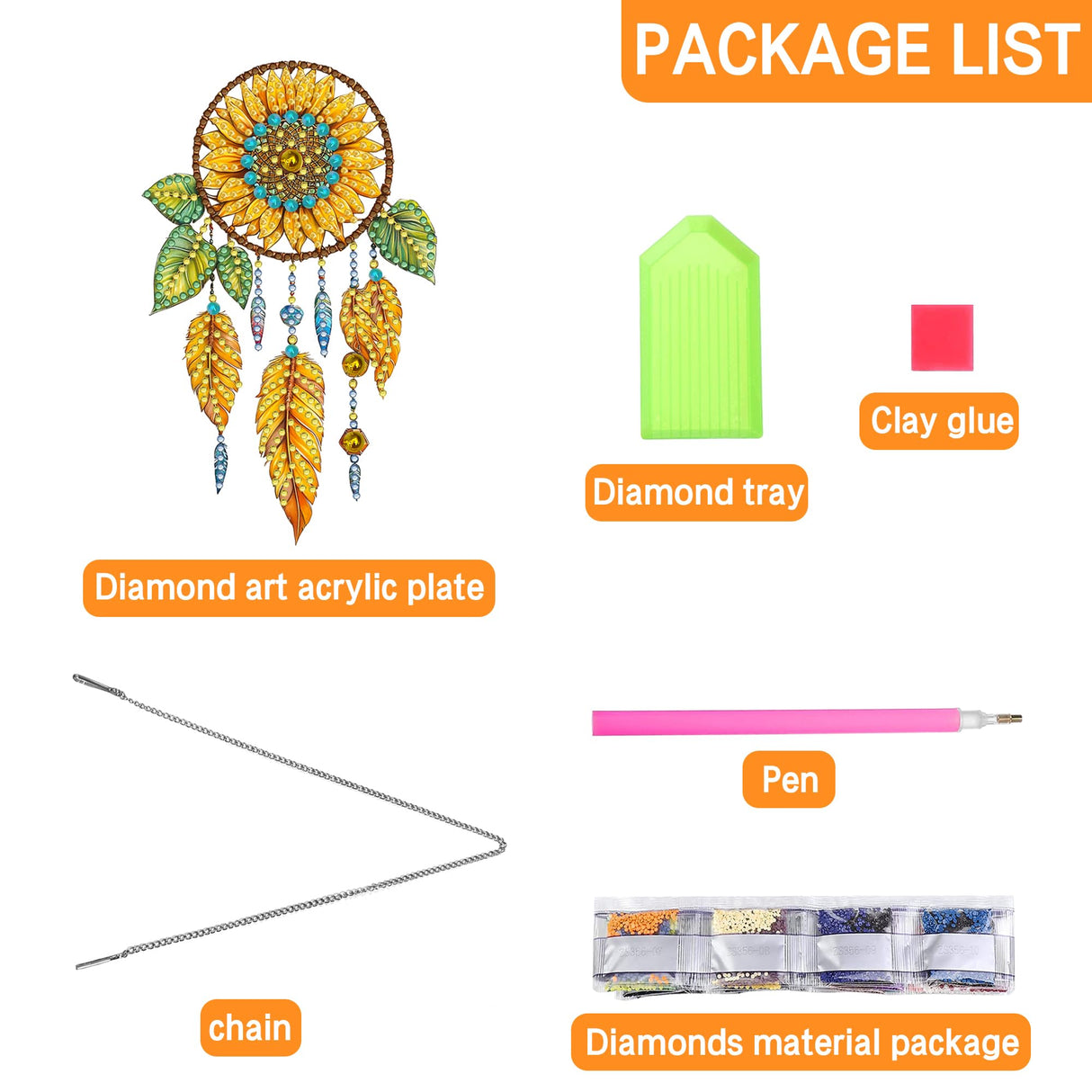 Ginfonr Diamond Painting Kits Hanging Pendant, Dreamcatcher Summer Decor for Porch, Flower Sun Catcher for Front Door Sign, Double Sided Home Hanging Kits for Garden Wall Window (8 x 8inch) Ginfonr