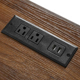 53.7" Farmhouse Kitchen Island with Power Outlet, 2 Sliding Barn Door Kitchen Storage Island with Drop Leaf, Spice Rack Rolling Kitchen Cart on Wheels, for Home, Kitchen and Dining Room, Black HomeGearTech