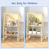 OLAKIDS Toddler Tower, 4 in 1 Foldable Kitchen Stool Learning Standing Tower with Chalkboard Removable Safety Rail, Kids Wooden Collapsible Montessori Step Stool Table and Chair Set Olakids