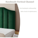 Befurtori Velvet Upholstered Queen/Full Headboard, Tufted Headboard for Queen/Full Bed, Modern Vertical Channel Design with Curved Tufted Solid Wood Befurtori