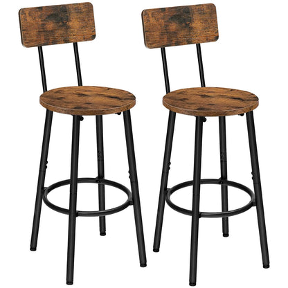 HOOBRO Bar Stools,Set of 2 Bar Stools with Footrest and Back,25.2" Bar Chairs for Kitchen Island, Dining Room,Counter Height Bar Stools, Easy to