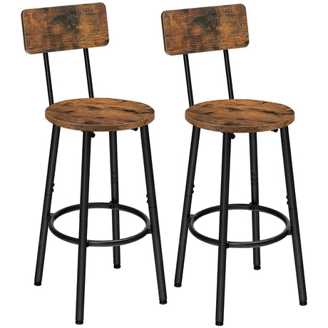 HOOBRO Bar Stools,Set of 2 Bar Stools with Footrest and Back,25.2" Bar Chairs for Kitchen Island, Dining Room,Counter Height Bar Stools, Easy to HOOBRO