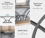 Tribesigns 70.9 Inch Extra Long Console Table for Entryway, Gray Sofa Table with Wood Tabletop, Modern Accent Tables with Half-Moon Shape Legs Tribesigns